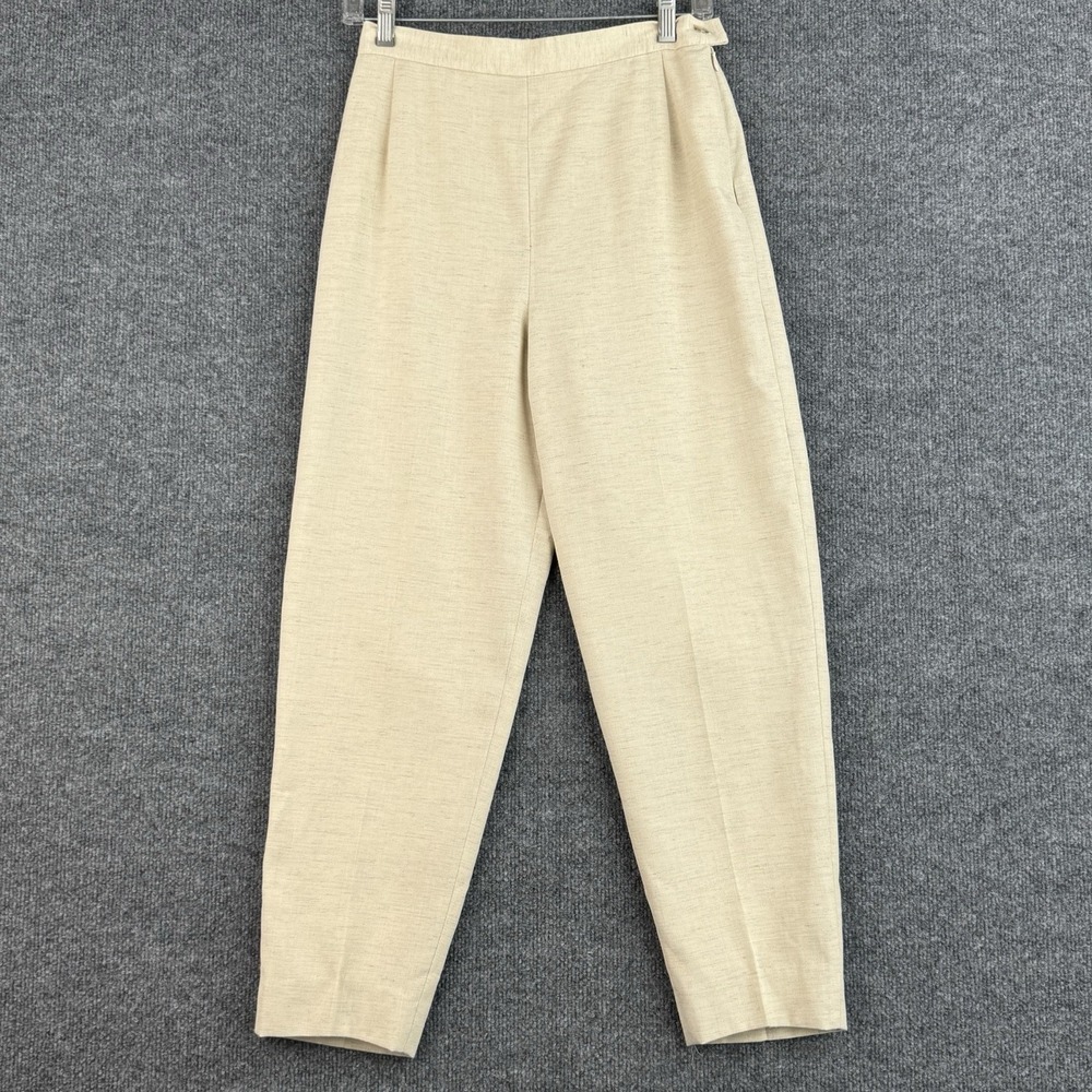 Vintage Pendleton Linen Blend Pants Womens 8 Beige Made in USA Casual Tapered